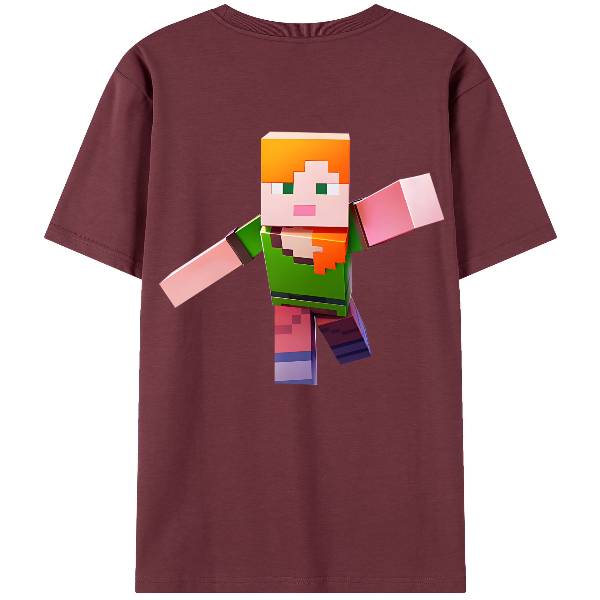 （画像用） マインクラフト ブロックの世界 Minecraft MC Block world 綿100％半袖Tシャツ（背面プリント）